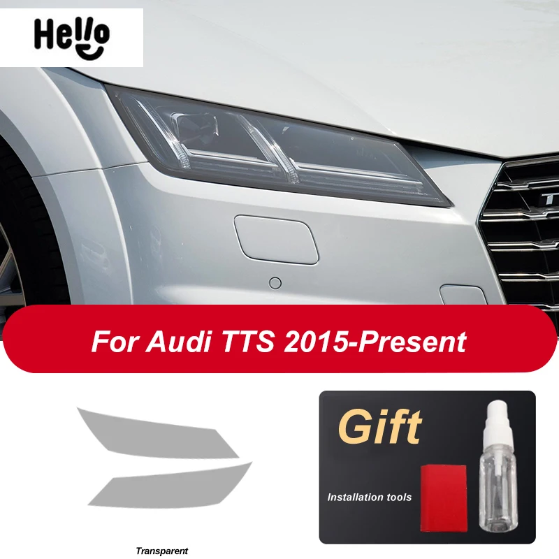 

2 шт. защитная пленка для фар автомобиля, наклейка из ТПУ, прозрачная черная наклейка для фар для Audi TT TTS TTRS MK3 8S 2015 г., аксессуары в подарок