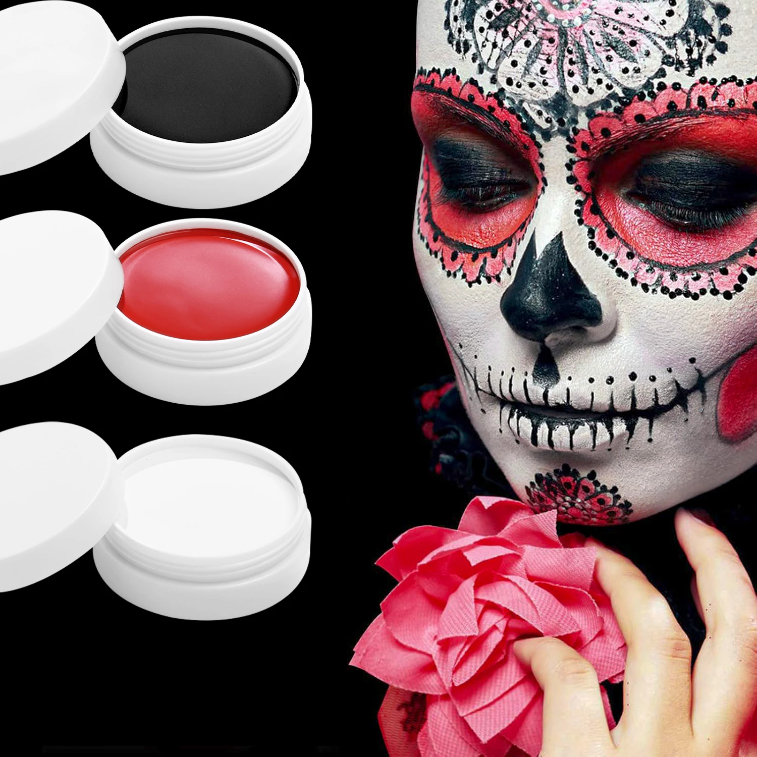 Набор Красок Для Тела На Хэллоуин - Черный Белый Красный Макияж Клоуна Костюм
