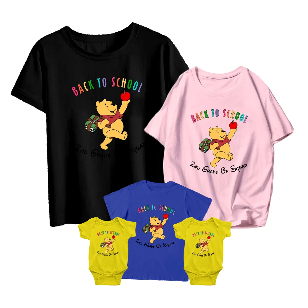 

Parent-child Wear Summer School Season T-shirt Disney Winnie The Pooh Cartoon Print Fashion Adult Unisex Girl Boy Baby All-match