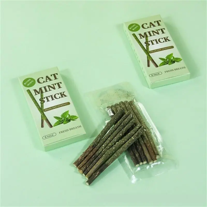 

6Sticks/box All Natural Catnip Sticks Wood Tengo Cat Chews Products Molar Sticks Teeth Cleaning for Cats of All Ages Cat Sticks