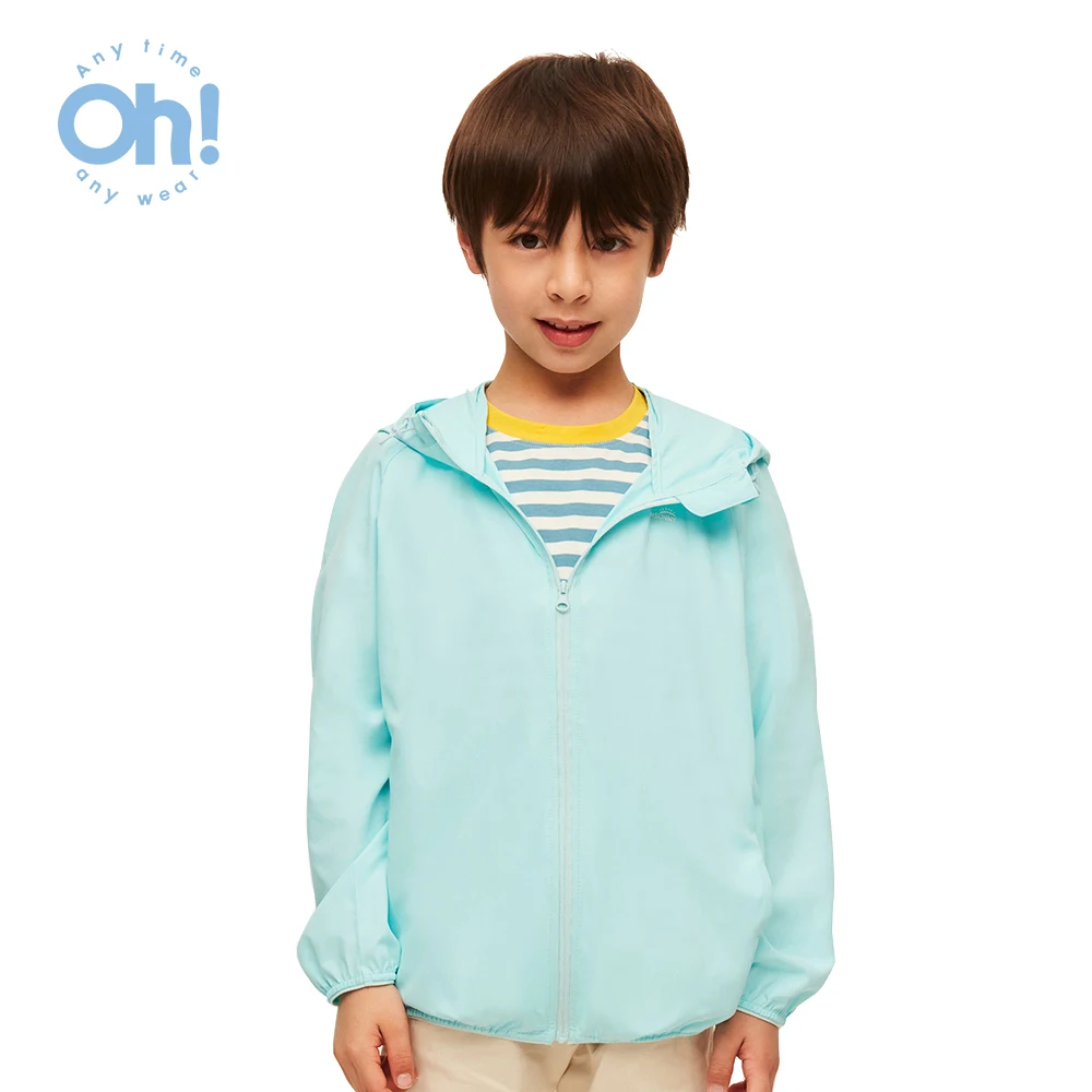 

OhSunny Boys Sunscreen Clothes Kids Anti-UV UPF50+ Clothing Hooded Jacket Windbreaker Flora Light Children Coat Sports Camping