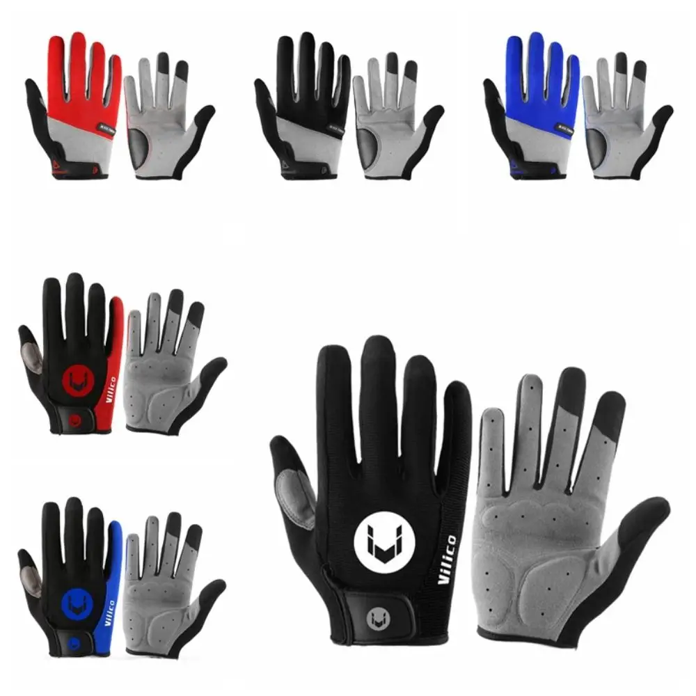 

1 Pair Of Full Finger Gloves Shock-Absorbing Anti-skid Riding Gloves Touch Screen Sun-proof Bike Gloves Spring Summer