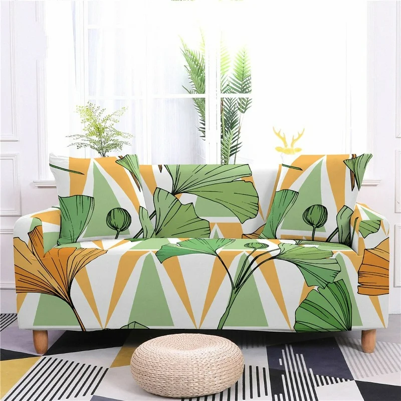 

Покрывало для дивана с принтом растений, подлокотник, Искусственный лист Ginkgo, рисунок пальмовых листьев, секционные чехлы на 1/2/3/4 сиденья дл...