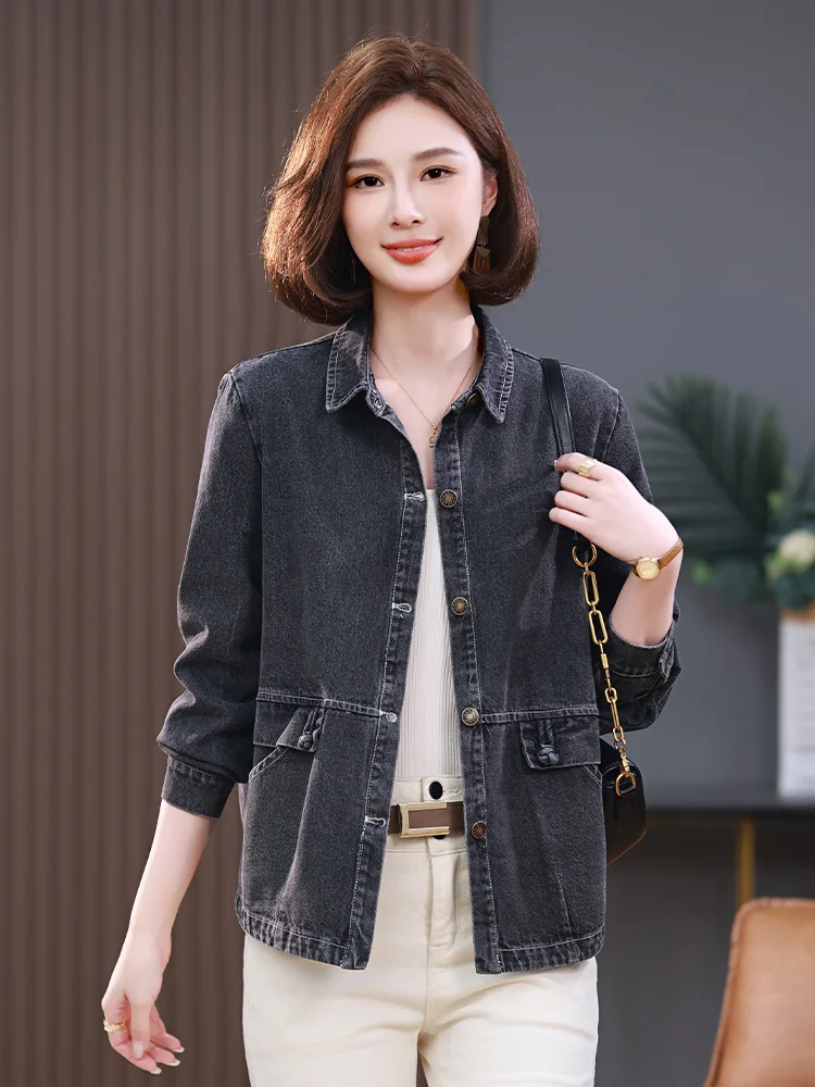 Джинсовое пальто женское весна-осень 2024 новинка свободная куртка больших