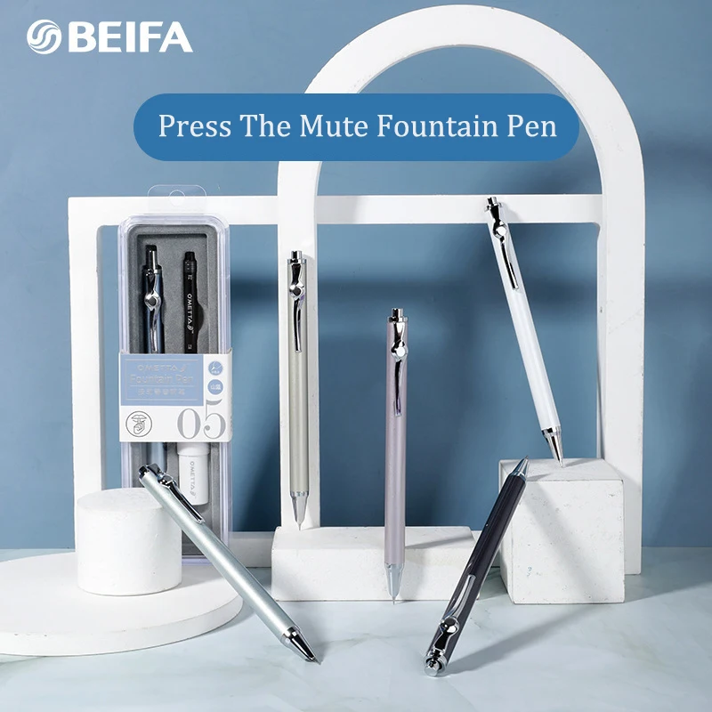 

Beifa High Quality Mute Press Metal Pen Luxury Signature Pens Caneta 만년필 Two Ink Modes Student Black Ink for Writing Stationery