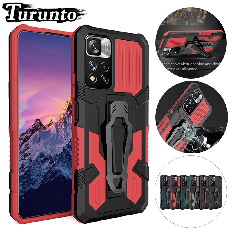 

Shockproof Phone Case For Xiaomi Redmi Note 5 5A 7 8 8Pro 9 9Pro 9S 10 10Pro 11 11S 11Pro Magnetic Bracket Back Clip Back Cover