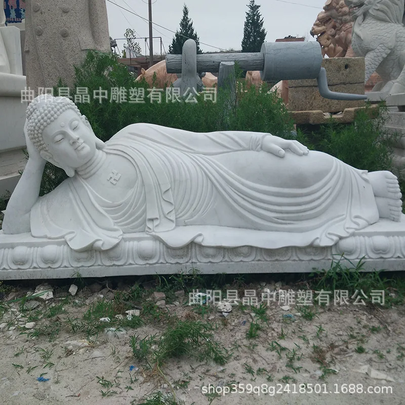 Фото Резная статуя Будды Майтреи из белого мрамора, улыбающийся Будда с большим животом, статуя Будды из гранита, большая статуя для улицы, резьба по камню. №2