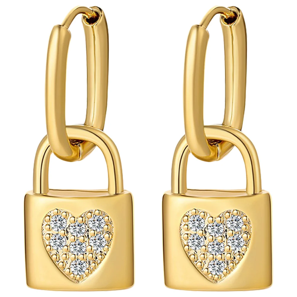 

Earrings Dangle Lock Hoop Dropgirls Hoops Huggie Gold Rhinestone Loopteengothicplated Earring