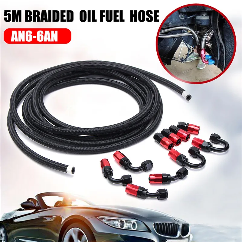 

AN6-6AN Hose End Ftting Adapter Oil Hose Kit Hose End Ftting Adapter 5 Meter Stainless Steel Nylon Braided Hose + Swivel Fitting