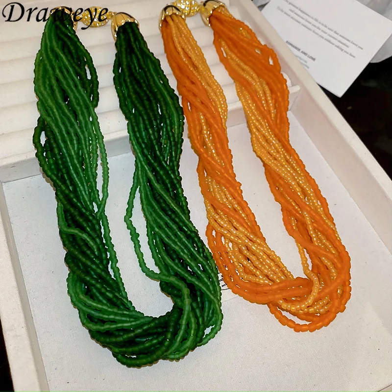 Ожерелья Draweye в богемном стиле с кристаллами для женщин многослойные корейские