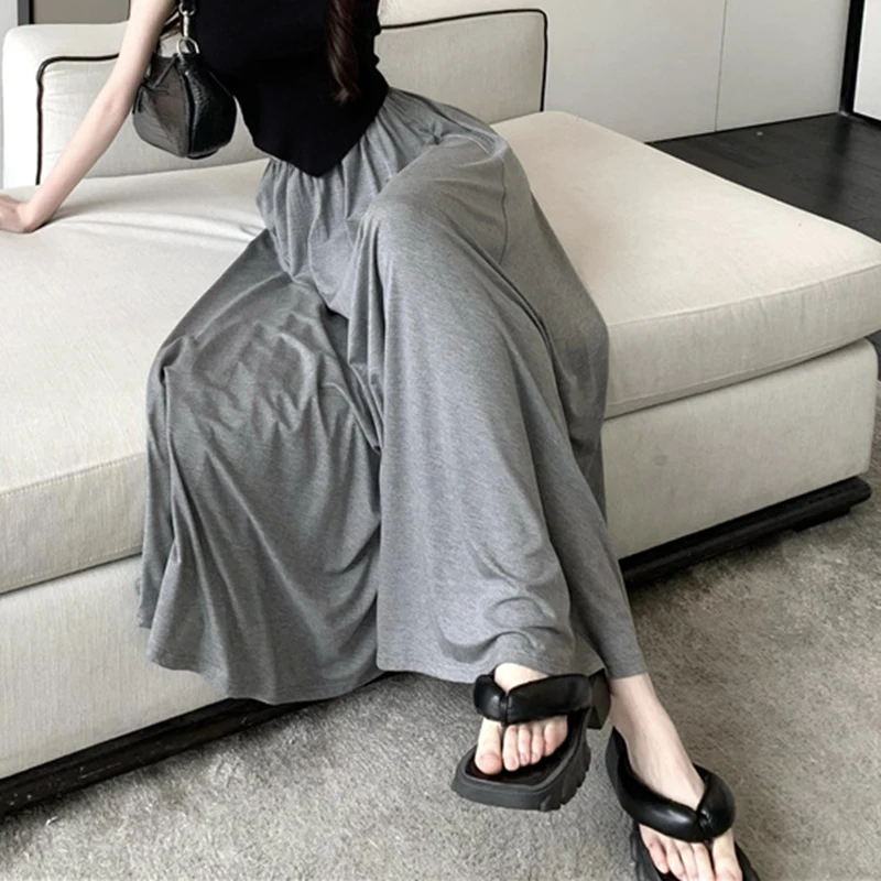 Женская Повседневная Серая Длинная Юбка Модная Однотонная Плиссированная