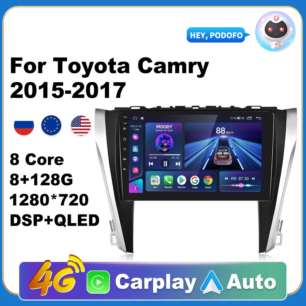 

AI Voice Android Carplay Car Radio For Toyota Camry 2015-2017 2din Android Auto 4G Multimedia Navigation GPS autoradio