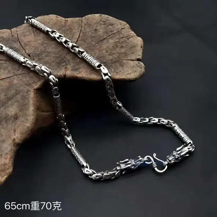

S925 pure silver ornaments man necklace Thai silver version of domineering personality dragon fashion chain