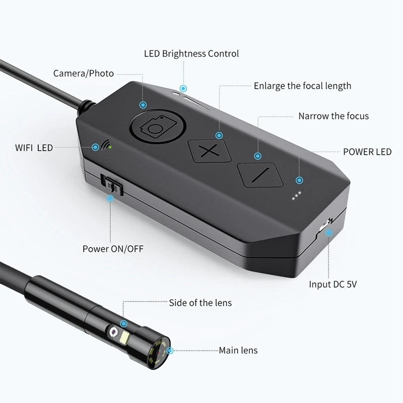 

Беспроводной Эндоскоп с автофокусом, 11,5 мм, 1080P, 6X зум, Wi-Fi, IP67