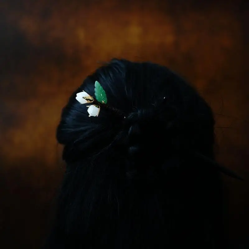 Hairpin flower record new gentleman blue hairpin woman Pan hair hairpin antique style Tang costume Han clothing accessories