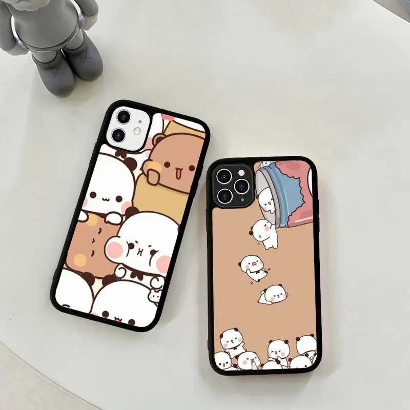 

Bubududu Panda Phone Case Silicone PC+TPU Case for iPhone 11 12 13 Pro Max 8 7 6 Plus X SE XR Hard Fundas
