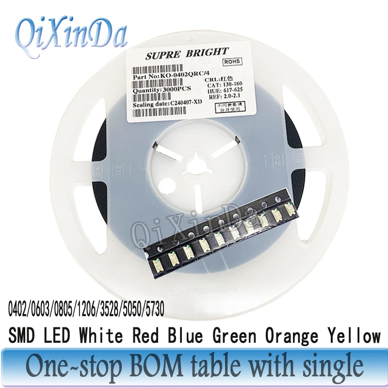 Набор светодиодов A plate 1206 0805 0603 SMD красный желтый зеленый белый синий оранжевый