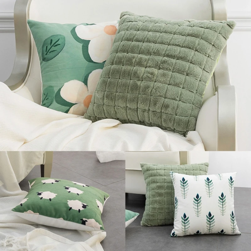 

D0AD зеленая свежая наволочка с цифровой печатью 45x45 см квадратные подушки Чехол для дома гостиной дивана стула украшение для кровати