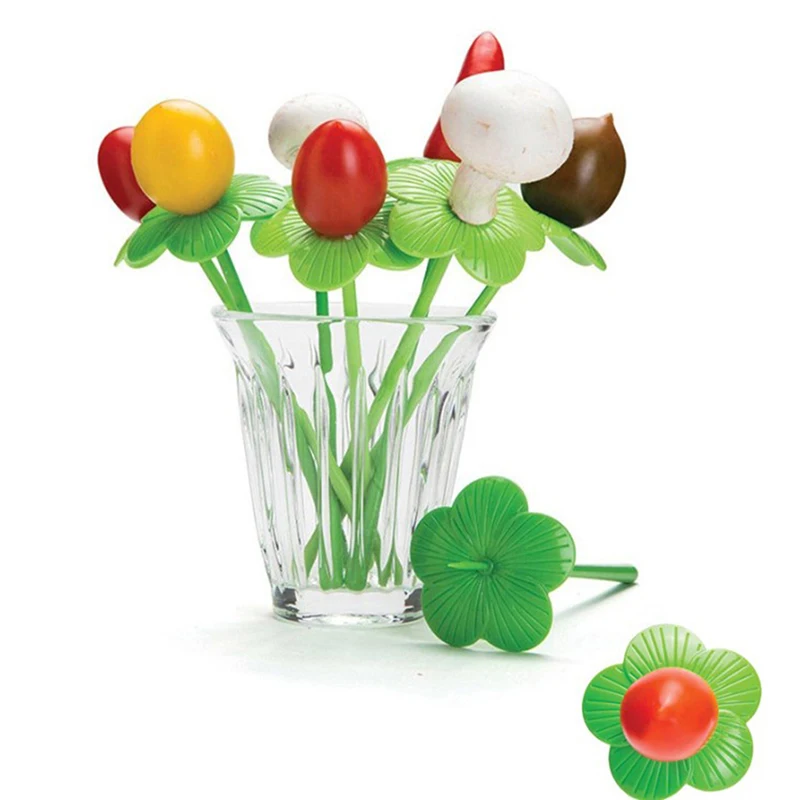 

10Pcs Creative flower fruit fork household dessert fruit decoration fruit stick Portable Fruit Toothpick Cake Fork