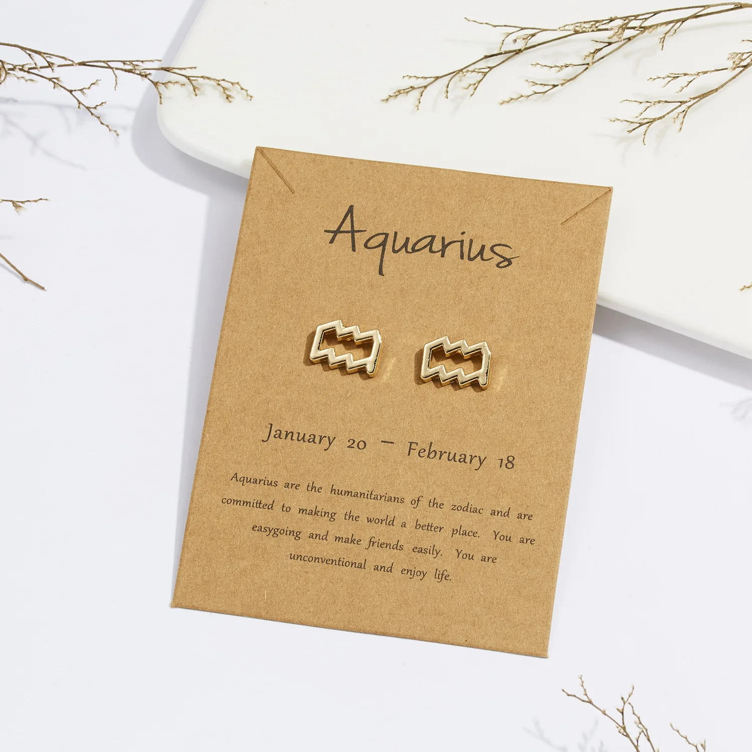 Star Sign Stud Earrings (pair) Horoscope Jewellery for Women Pair of Zodiac Constellation Earrings TINY GOLD STUDS ASTROLOGY
