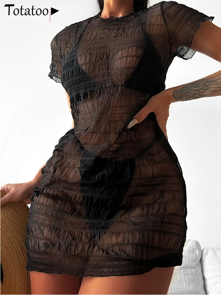 

Totatoop 3 Piece Dress Cover Up Bikini Set Women 2022 Summer Halter Swimsuit Padded Push Up Black Bather Bathing Suit Ladies