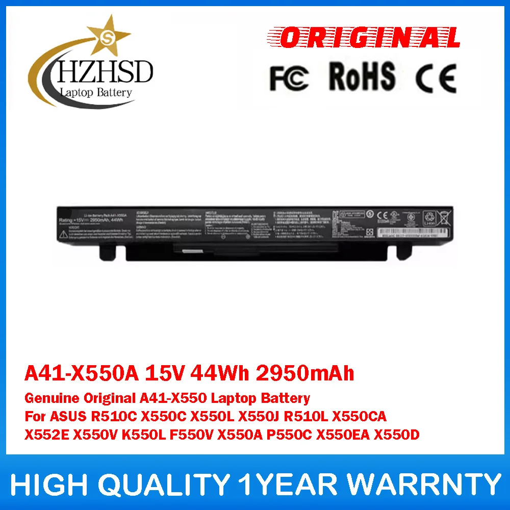 Фото Оригинальный аккумулятор A41-X550A 15V 44Wh 2950mAh для ноутбуков ASUS R510C X550C X550L X550J R510L X550CA X552E X550V №1