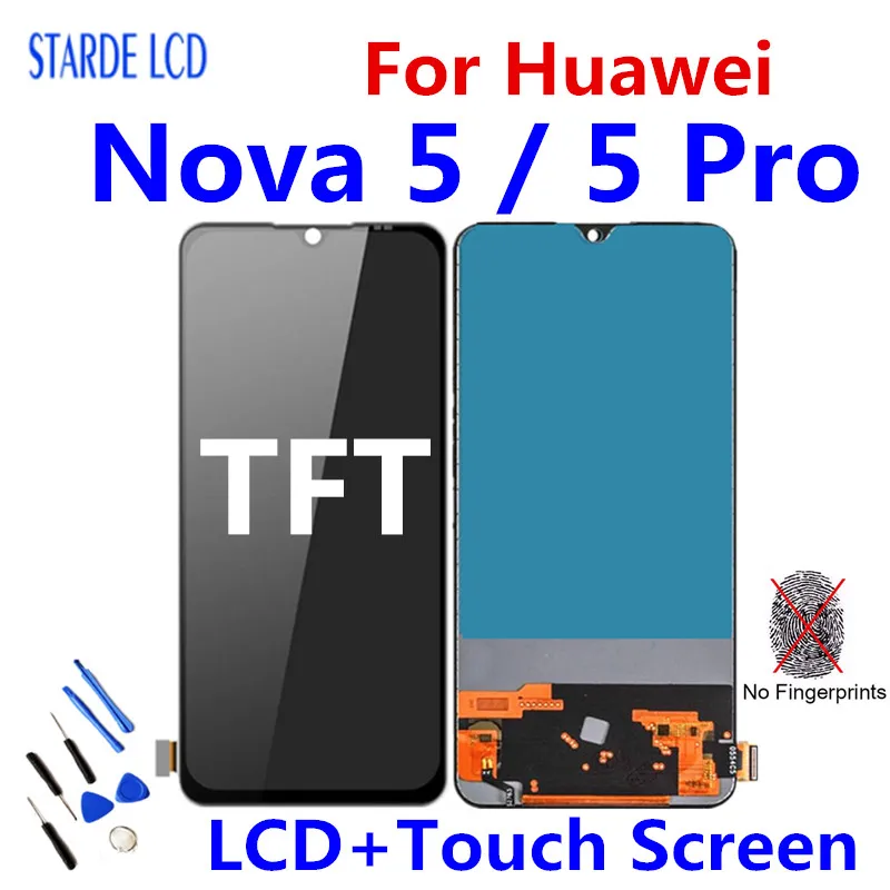 ЖК-дисплей TFT для Huawei Nova 5 PRO, ЖК-дисплей с сенсорным экраном и дигитайзером в сборе, замена для телефона Nova5 PRO SEA-AL10 LCD