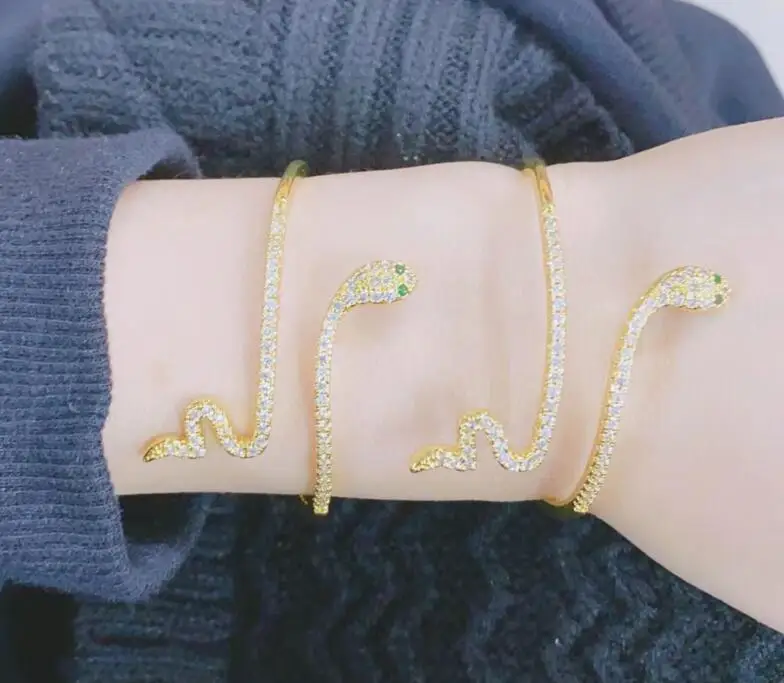 

1 шт. Модный Змея смайлик шарм браслеты для элегантных женщин кубический цирконий змея браслет и браслет регулируемый daf3