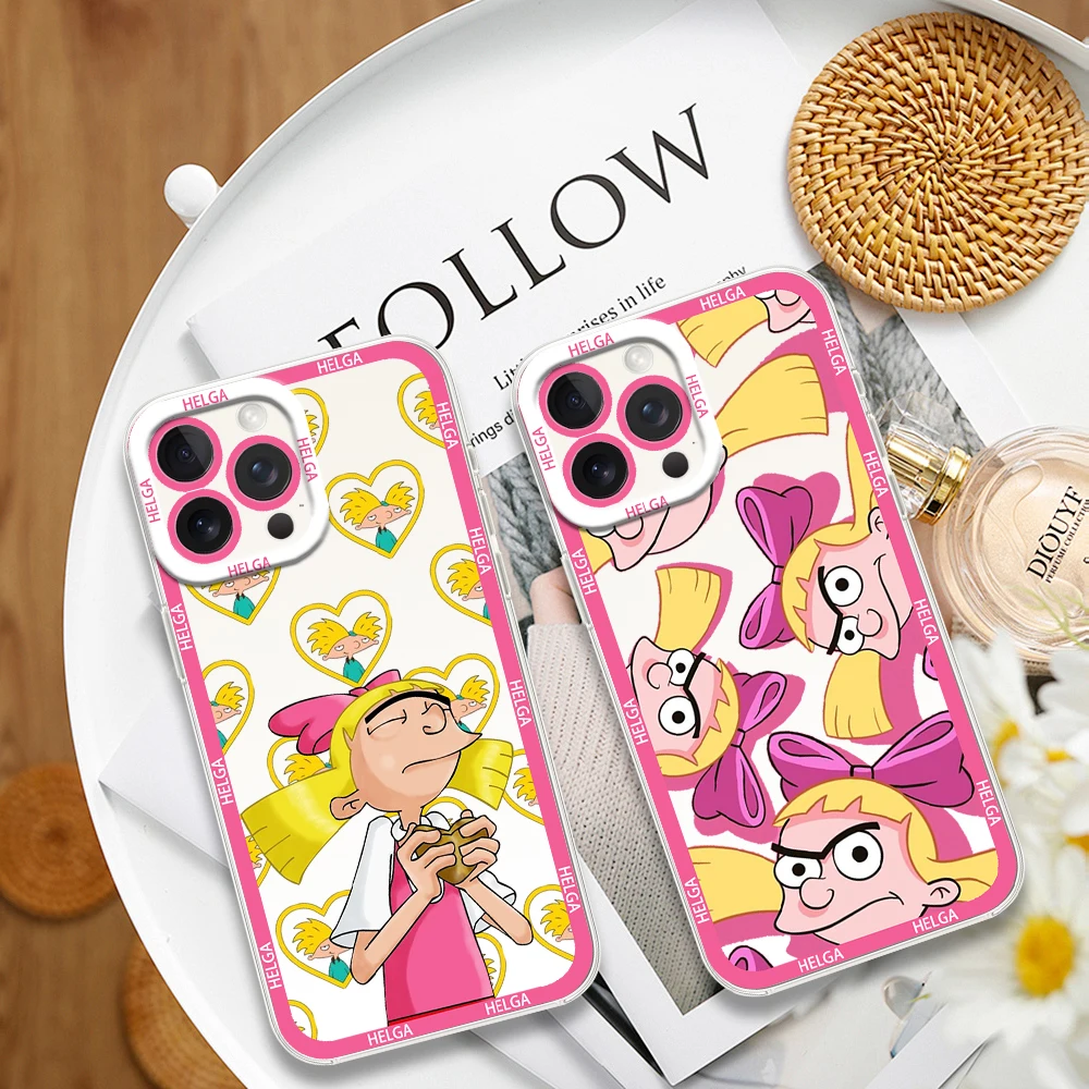H-Hey Arnold Cartoon Phone Case for iPhone 12 11 13 14 15 16 Max Pro Plus Transparent Cover