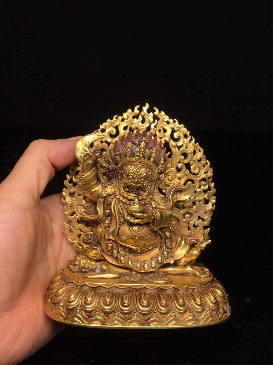 Тибетская медная позолоченная осведомленность большое черное небо Бог