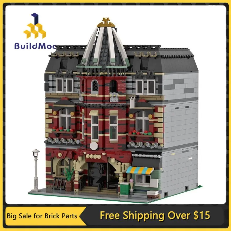 

MOC Modular Brick School Building Block Kit Medieval Institution Stree House Town Skyline Architecture Model DIY Kids Puzzle Toy
