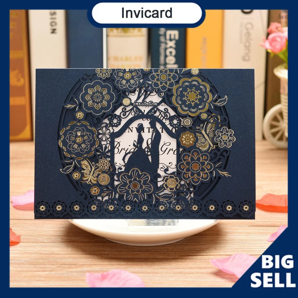 10 шт./упак. Роскошные 3D пригласительные свадебные открытки в виде бабочки цветок невесты жениха с вырезами gsm блестящая жемчужина бумажные держатели для карт