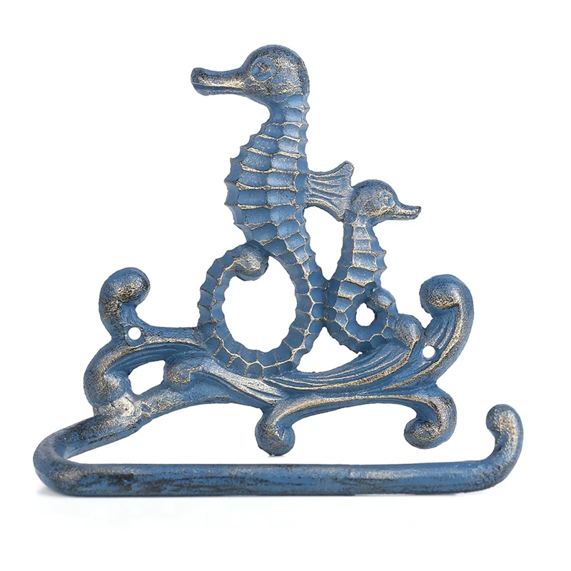 

Cast Iron Tissue Holder Seahorse Paper Rack Coat Hook Towel Rack Bathroom Storage Kitchen Roll Rack
