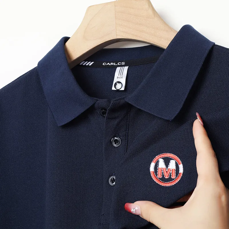 2024 мужская весенне-осенняя новая футболка с лацканами высокая вес повседневная