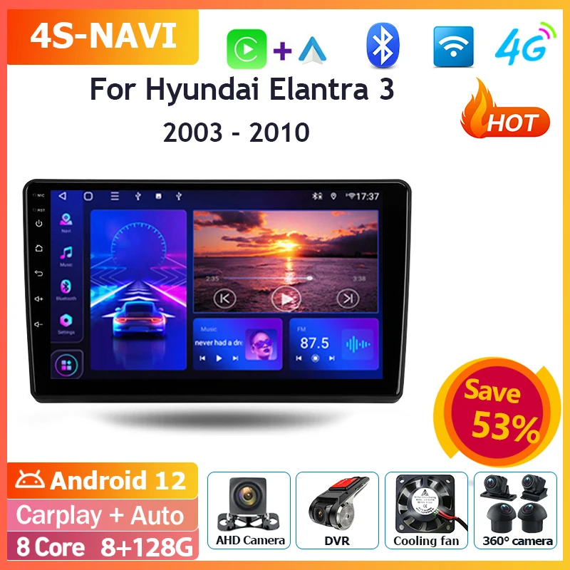 

Автомагнитола на Android, мультимедийный видеоплеер для Hyundai Elantra 3 2003-2010, навигация GPS, головное устройство Carplay Bluetooth 4g
