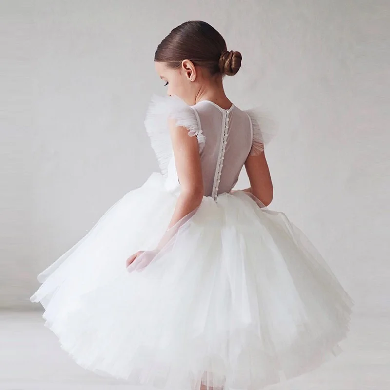 

Kids Princess Dress for Girls Fly Sleeve Tulle Tutu Dress Baby Party Pageant Wedding Birthday Ball Gown 3-8T Flower Girls Dress