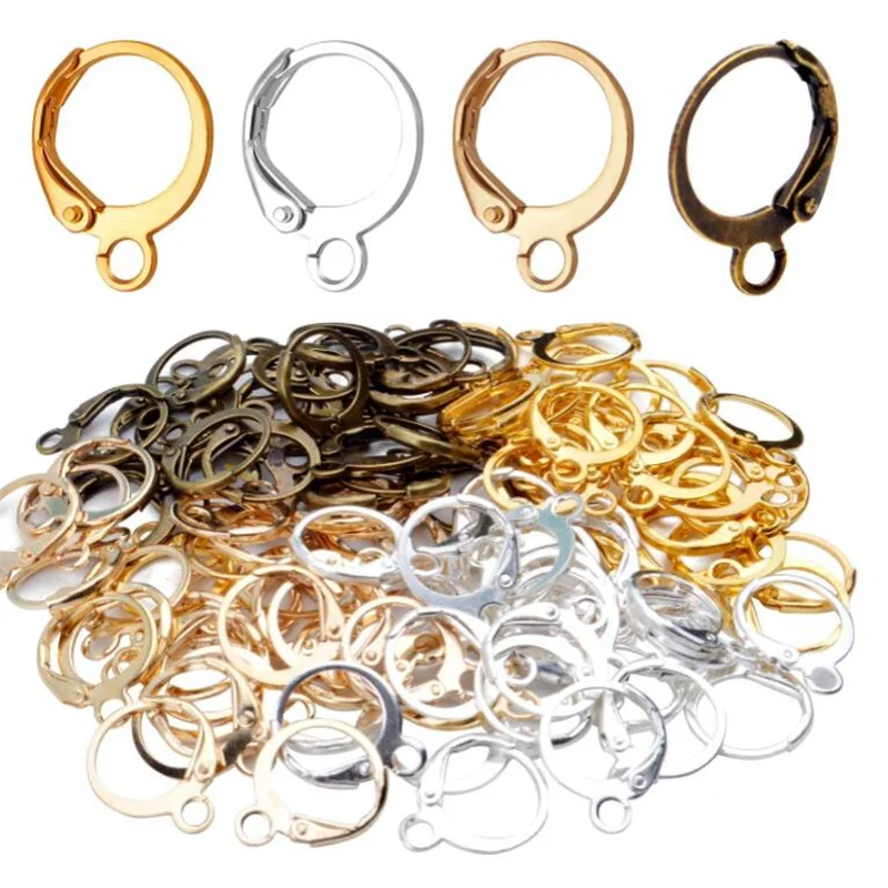 

50pcs 10x16mm 13x15mm French Earring Hooks Wire Settings Base Hoops Earrings Accessories For Jewelry Making Findings Accessories