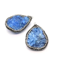 irregular druzy crystal pendant natural stone drusy gem for diy making necklace accessories rhinestone inlay jewelry charms