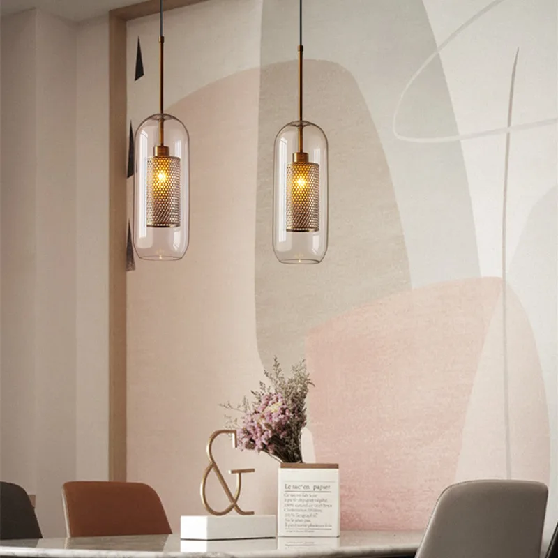 

Kitchen Glass Pendant Light Bedroom Lamp Dinning Room Ceiling Lights Hotel Lamps Office Chandelier Lighting 30cm Shade Free Bulb