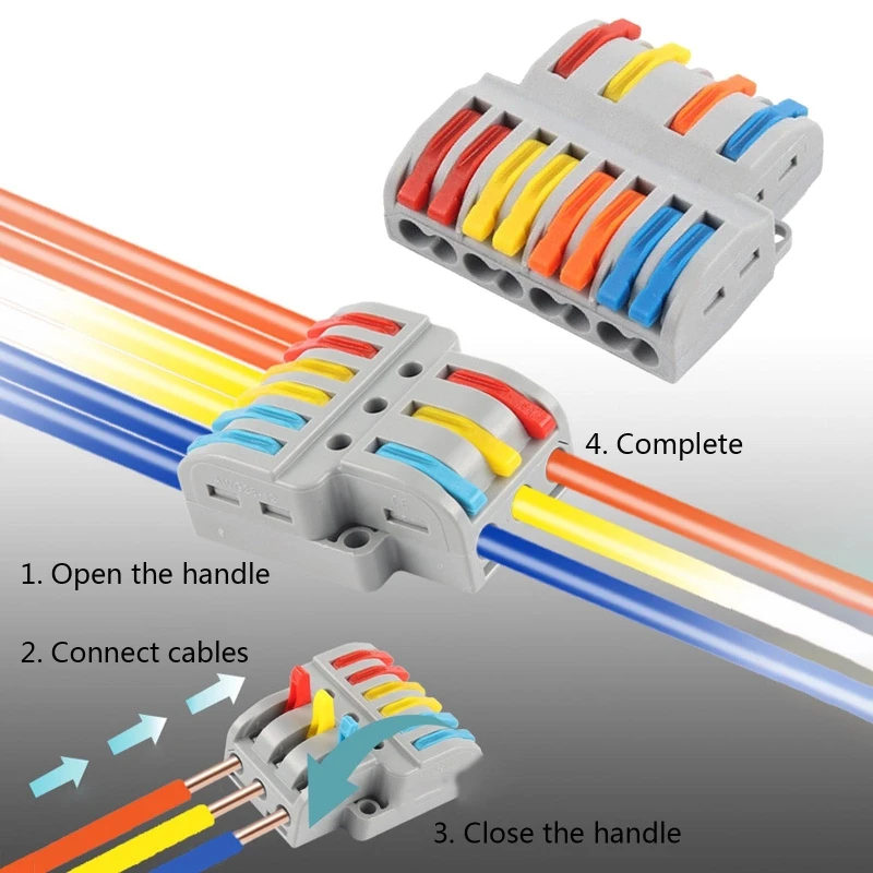 

5PCS Universal Push-in Conductor Wire Clamp Terminal Block Quick Wire Connector ​Insulated Wiring Terminals Easy to Use