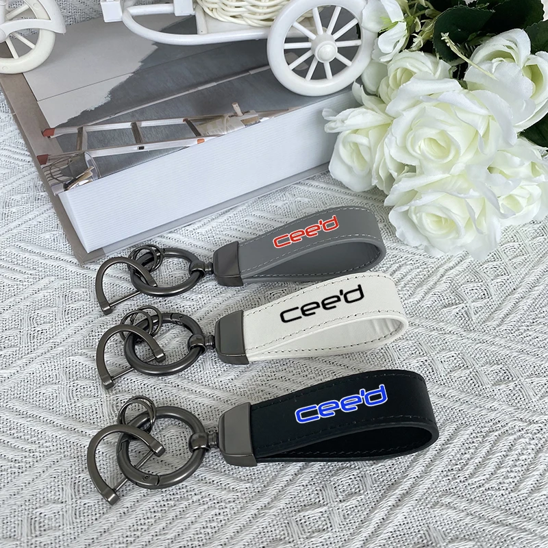 

Top Layer Cowhide Key Chain Car Accessories Custom Logo For KIA CEED 2 JD 2012-2018 2019