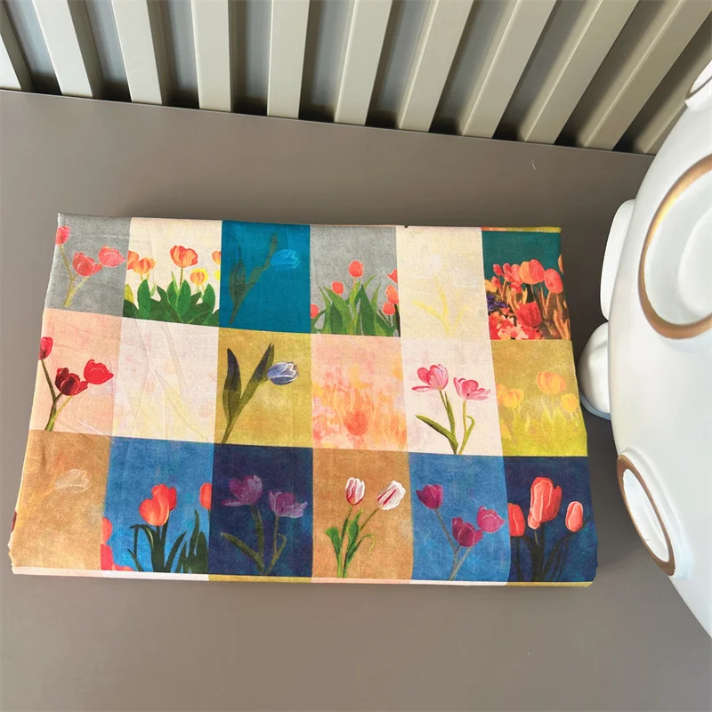 140x50 см 60s хлопчатобумажная винтажная клетчатая тюльпановая Поплиновая ткань с