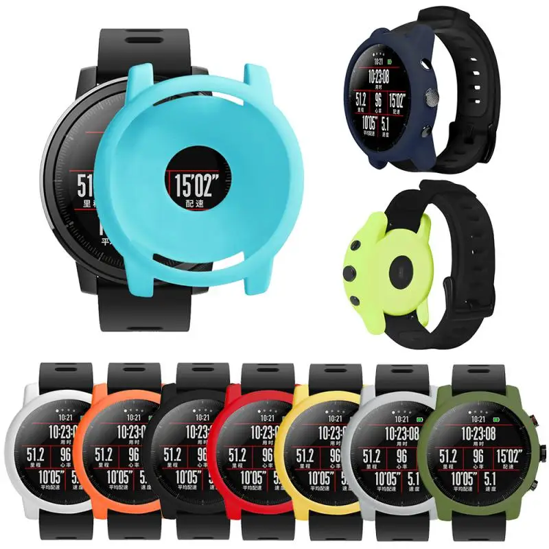 

Case 360 Full Screen Protector Bumper Frame Matte Hard Full Frame Silicone Case Cover For Xiaomi Huami For Amazfit 2/2 S Stratos