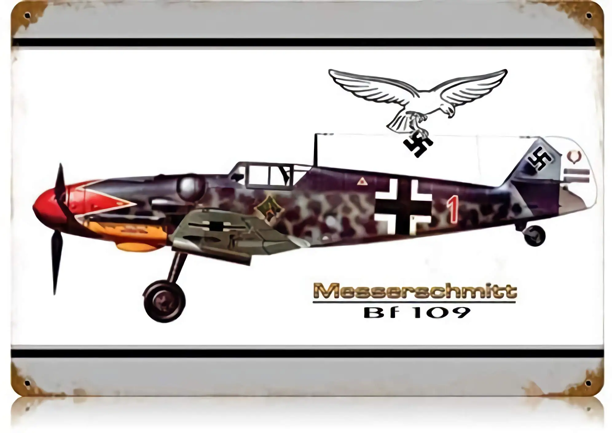 

BF-109 Messerschmitt Second World War Plane Model Retro Metal SignsTin Sign