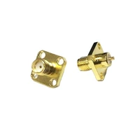 1pc new sma female jack rf coax modem convertor connector 4 hole flange solder post straight goldplated wholesale