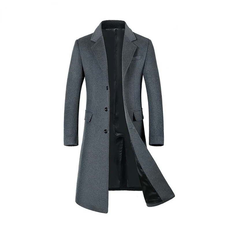 

2022 Autumn Winter Men New Woolen Coat Fashion Business Casual Long Thicken Trendy Social Windbreaker Male Clothes