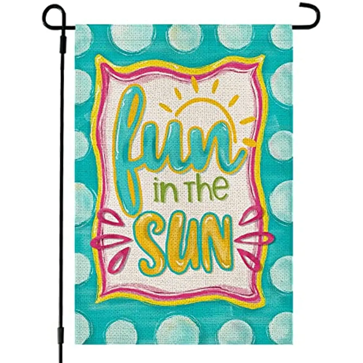 

Summer Garden Flag Fun in the Sun Blue Polka Dots Pool Yard 12x18 Inch Double Sided Outside Decoration Party