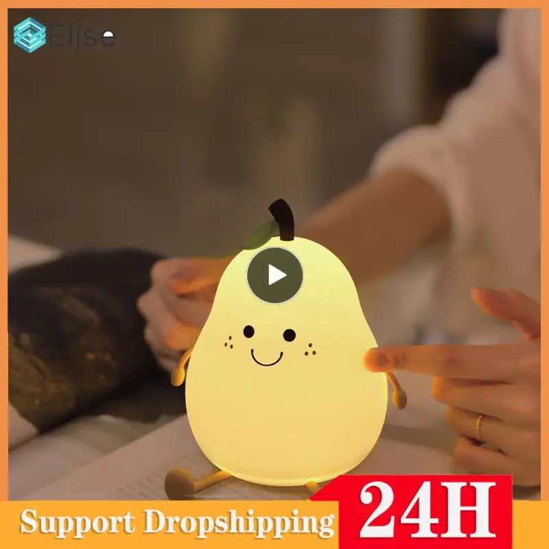 

Portable Baby Light Pear Night Light Bedroom Decor Night Light Silicone Table Lamp Creative Led Lamp Usb Wholesale Valentine Day