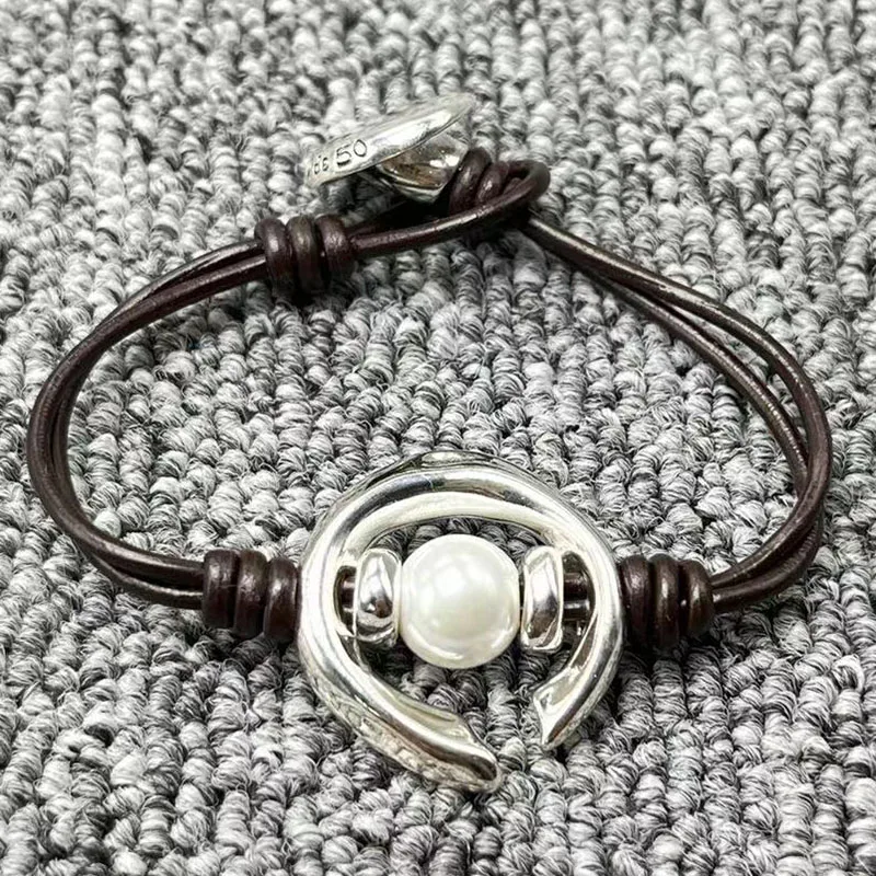 

Новинка 2022 г., изысканный модный Гальванизированный браслет UNOde50 с простым узлом и белым шариком, Подарочные ювелирные изделия