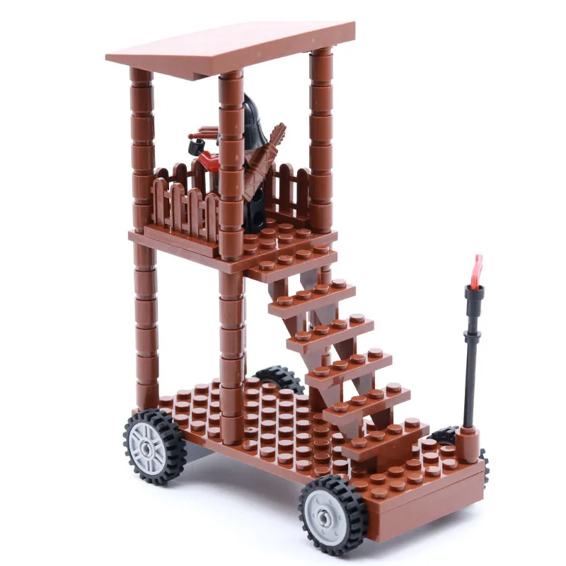 

MOC Rome Knight Medieval Castle Tower Building Block Military Weapon Siege Vehicle Hammer Tent Catapult Soldier Figure Brick Toy